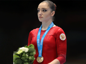 Mustafina, campeona en barra. Foto: web oficial de los Mundiales 2013